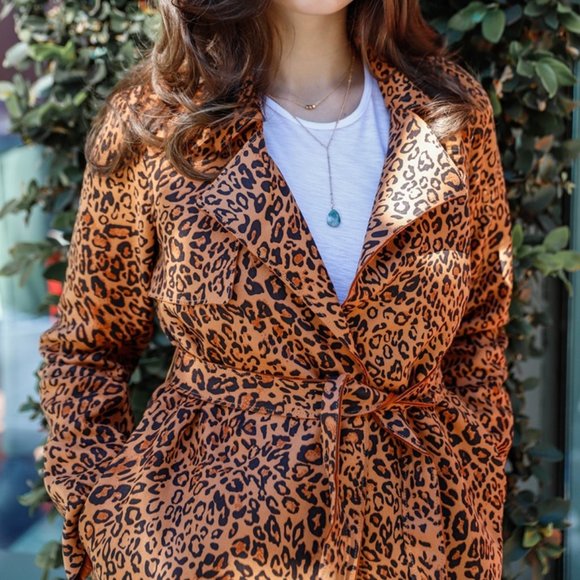 FIERCE DOLLZ LEOPARD PRINT TRENCH COAT - Picture 3 of 8